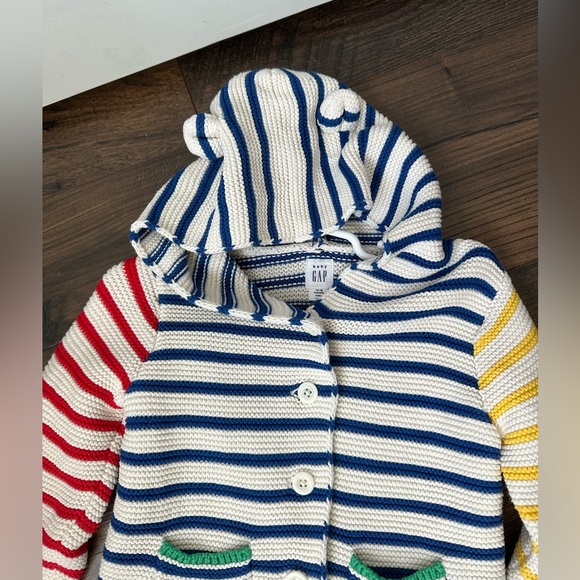 GAP Baby Brannan Bear Sweater Multi Colored Stripes (Size 12-18 Months) - Picture 2 of 5